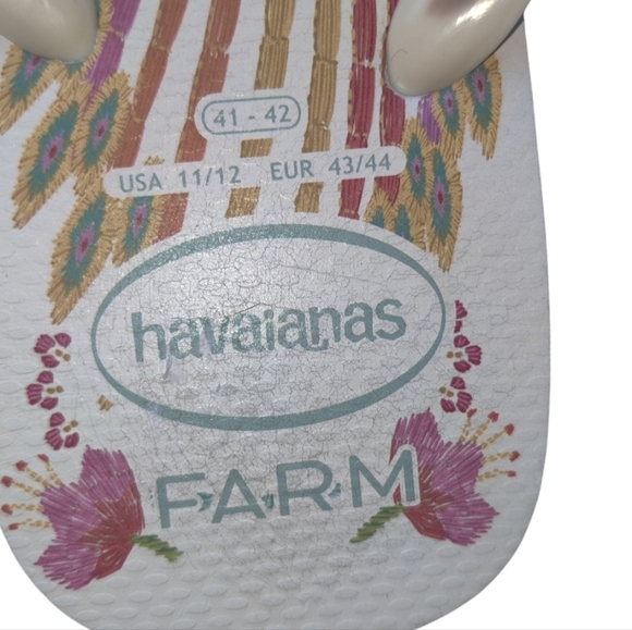 Havaianas Farm Rio Araris Sandals Flip Flops Tropical White Women's Size 11/12 - Picture 3 of 5